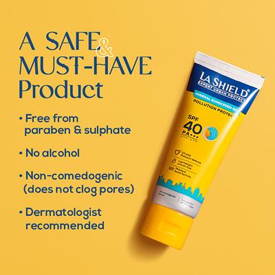 La Shield Pollution Protect Mineral Sunscreen Gel - SPF 50 PA +++ UVA - UVB 50gm - Face Sunscreen
