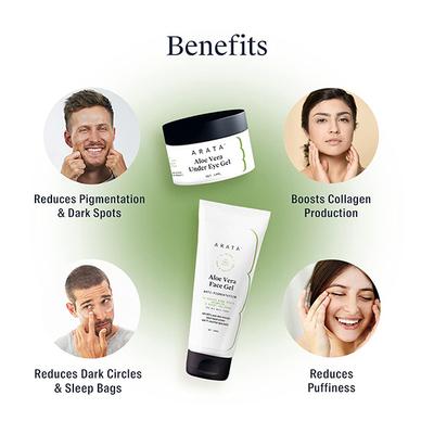 Arata Hydration Boost Aloe Vera Gel Combo With Aloe Vera Face Gel & Under Eye Gel (110ml + 10ml) 1's - Face Wash & Cleansers