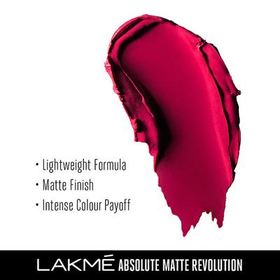 Lakme Absolute Matte Revolution Lip Color 104 Blushing Red 3.5 Gm - Lipsticks