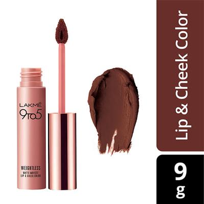 Lakme 9 To 5 Weightless Lip & Cheek Color Chocolate Mousse 9 Gm - Lipsticks