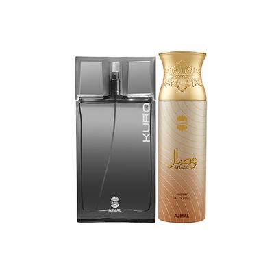 Ajmal Kuro EDP Aromatic Spicy Perfume And Wisal Deodorant Floral Musky Fragrance 290 ml - Perfumes (Edt/Edp)