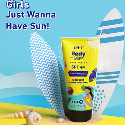 Plum Bodylovin Hawaiian Rumba Body Lotion Body Sunscreen with Spf 44 Pa+++ 100% Vegan 150 gm - Body Sunscreen