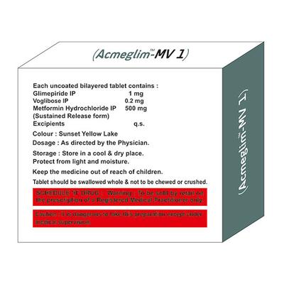 ACMEGLIM MV 1 Tablet 10's - Diabetes-Ant