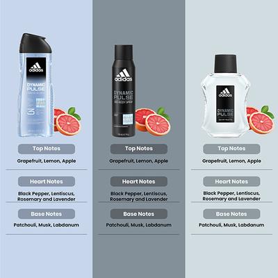 Adidas Dynamic Pulse Eau De Toilette 100ml + Deodorant Spray 150ml + 3-In-1 Shower Gel 400ml 3's - Men Deodorants/Roll-Ons