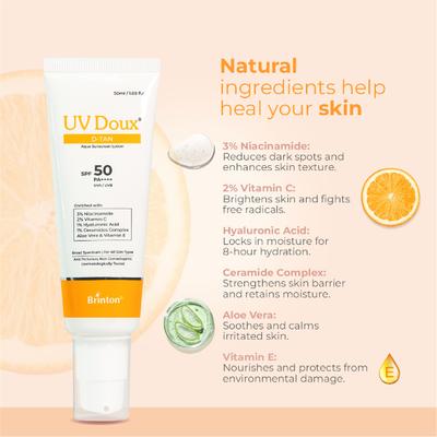 UV Doux D-TAN Aqua SPF 50 Sunscreen Lotion 50 ml - Face Sunscreen
