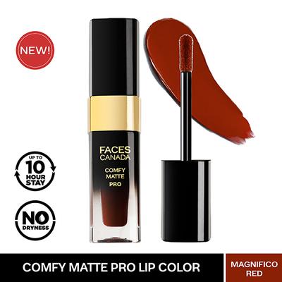 Faces Canada Comfy Matte Pro Liquid Lipstick - Magnifico Red 01, 5.5 ml 10HR Stay No Dryness - Liquid Lipsticks