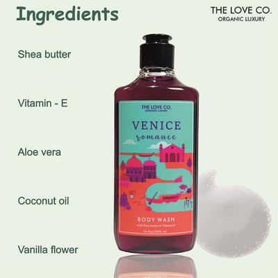 THE LOVE CO. Venice Romance Body Wash - Body Wash For Women - Mens Body Wash - Foaming Shower Gel - Mesmerising - Hydrating - Moisturizing Body Care - 100% Vegan - Paraben Free 250 ml - Shower Gels & Body Wash