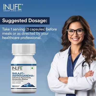 Inlife Shilajit+ Ashwagandha+ Vegetarian Capsules 90's - Other Supplements