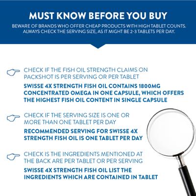 Swisse Ultiboost Odourless 4 X Strength Wild Fish Oil Concentrate Capsule 60's - Omega Fish Oil Fatty Acids