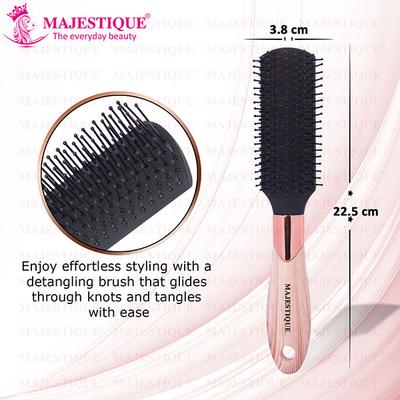 Majestique Prime Black Hair Brush 8 Row Flat Series, Bio-Friendly Detangling Brush 1's - Hair Brushes