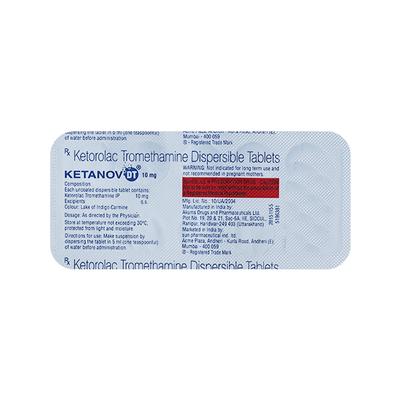 KETANOV DT 10mg Tablet 10's - Pain relief-Nsa