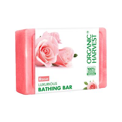 Organic Harvest Luxurious Bathing Bar - Rose, Soap for Moisturized Skin, Rose Scented Bathing Bar 125 gm - Soaps