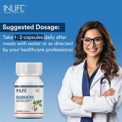 INLIFE Guduchi 500 mg Veg Capsule 60's - Herbal Dietary Supplement
