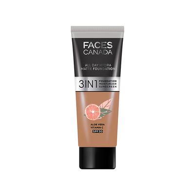 FACES CANADA 3in1 All Day Hydra Matte Foundation + Moisturizer + SPF 30 Warm Sand 042 15 ml - Foundation