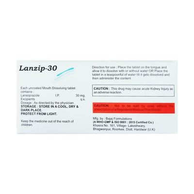 LANZIP 30 MOUTH DISSOLVING Tablet 10's - Ulcer/Reflux/Flatulence-Aaa