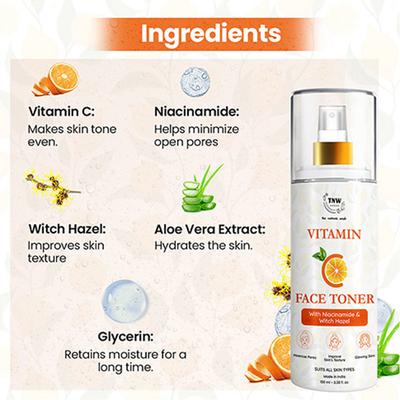 TNW The Natural Wash Vitamin C Toner With Niacinamide And Witch Hazel For Improving Skin Texture 100 ml - Toners
