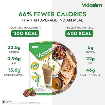 Vidaslim Meal Replacement Protein Health Shake Powder - Caffe Latte (Refill Pack) 500 g - Protein Drink