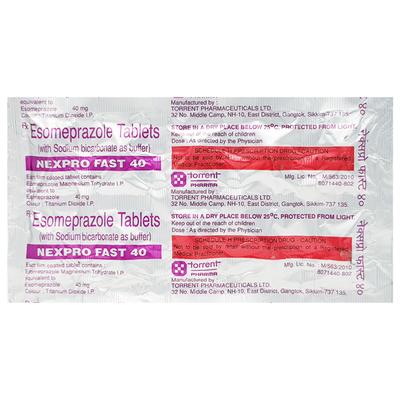 Nexpro Fast 40mg Tablet 10'S - Ulcer/Reflux/Flatulence-Aaa