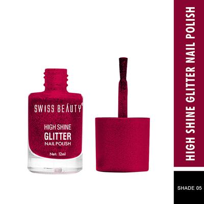 Swiss Beauty High Shine Glitter Nail Polish - (Shade-05) 12 ml - Highlighters & Illuminators