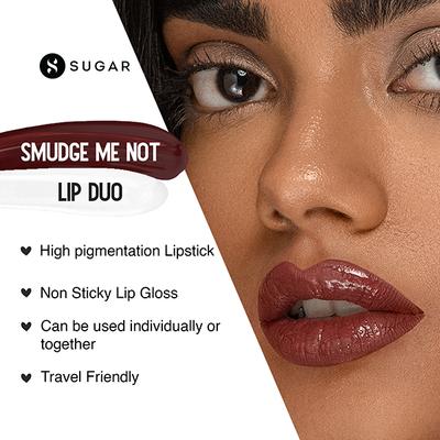 SUGAR Cosmetics Smudge Me Not Lip Duo - 14 Teak Mystique (Warm Brown) 3.5 ml - Lipsticks