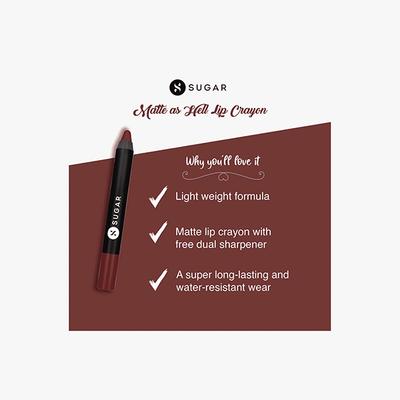 SUGAR Cosmetics Matte As Hell Crayon Lipstick - 36 Veronica Mars (Brown Toned Burnt Orange) 2.8 gm - Lip Crayons