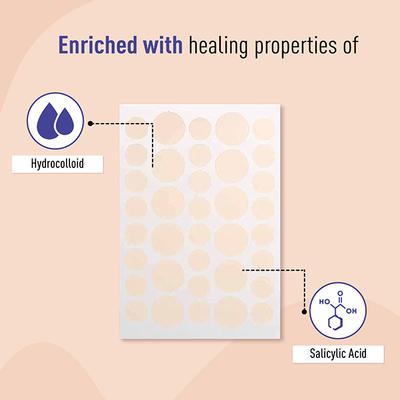 Sirona Acne Pimple Patch For Face (72 patches) - 2 Sizes, Invisible, Concealable, Waterproof Patches, Hydrocolloid & Salycylic Acid, Absorbs Acne Pus, Flattens Pimple for All Skin Types 1's - Sheet Masks