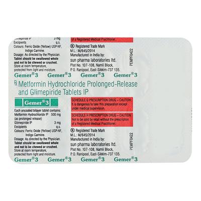 GEMER 3mg Tablet 10's - Diabetes-Ant