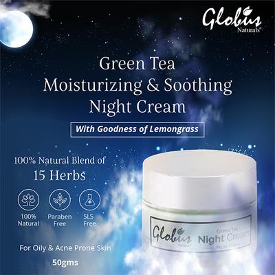 Globus Naturals Green Tea Moisturizing & Soothing Night Cream 50 gm - Night Cream