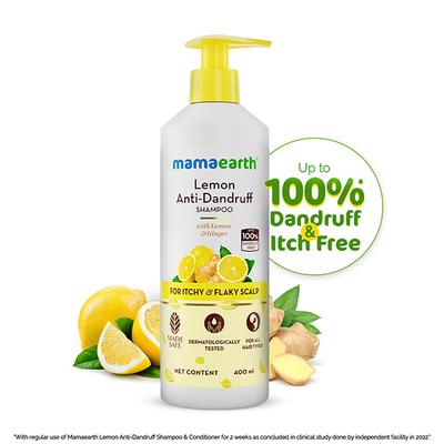 Mama earth Lemon Anti Dandruff Shampoo With Lemon &Ginger For Itchy & Flaky Scalp 400 ml - Shampoos