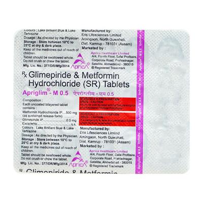APRIGLIM M 0.5 Tablet 15's - Diabetes-Ant