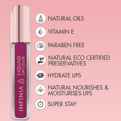 Infinia Liquid Lip Color Liquid Lipstick M 08 Long Lasting and Waterproof 5 ml - Liquid Lipsticks