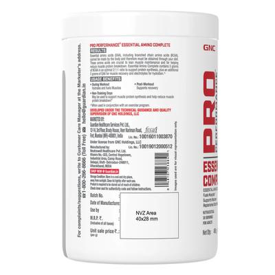 GNC Pro Performance Essential Amino Complete Powder - Blue Raspberry 450 gm - Amino Acids