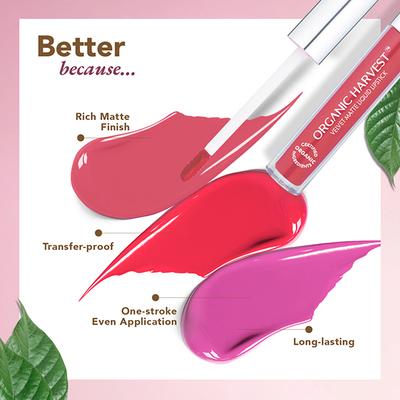 Organic Harvest Velvet Matte Liquid Lipstick - Deep Berry Rose 2.6 ml - Liquid Lipsticks
