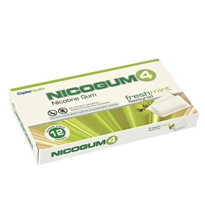NICOGUM 4 SUGAR FREE FRESHMINT FLAVOURED Chew Gum 12's - Smoking cessation