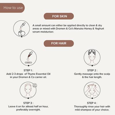 Dromen and Co Thyme Essential Oil for Skin and Hair 100% Pure and Natural 30 ml - Hair Oils