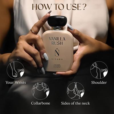 Nisara Vanilla Rush Perfume Long Lasting Fragrance Ambery-Vanilla Eau De Parfum For Women 100 ml - Women Perfumes (Edt/Edp)
