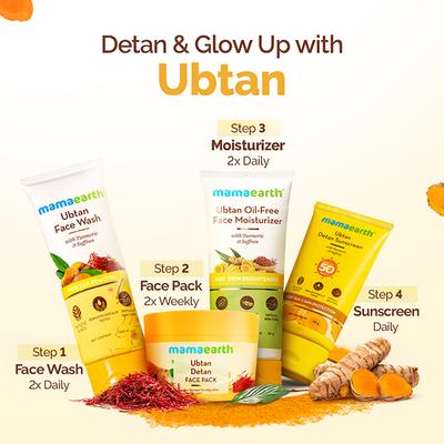 Mamaearth Ubtan Detan Face Pack with Turmeric & Saffron for Normal to Oily Skin 200 gm - Face Packs