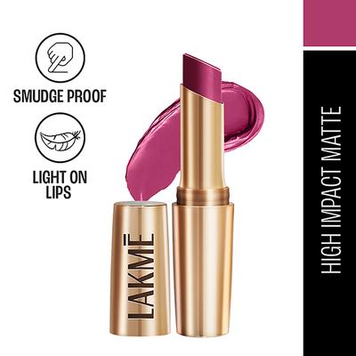 Lakme 9to5 Powerplay Priming Matte Lipstick, Lasts 16hrs, Plum Pick, 3.6 gm - Lipsticks