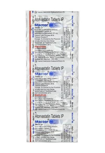 Mactor 40mg Tablet 10'S - High Cholesterol-Dys