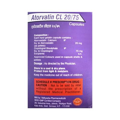ATORVATIN CL 20/75 Capsule 15's - Blood Clot-Dys