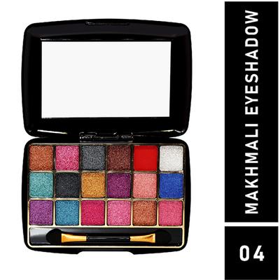 Half N Half 18 Colors Makhmali Eyeshadow With Brush In Makeup Palette Highly Pigmented Long Lasting Waterproof Smooth Blendable Colors - Multicolor-04 12.8 gm - Face Palettes