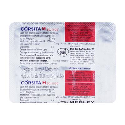 CORSITA M 50/1000 Tablet 10's - Diabetes-Ant