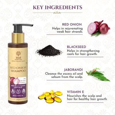 Khadi Essentials Black Seed Red Onion Hair Shampoo - For Hairfall Control Hair Growth 200 ml - Shampoos