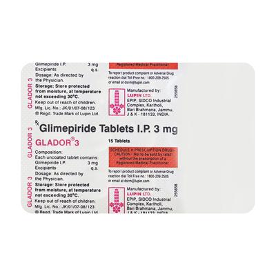 GLADOR 3mg Tablet 15's - Diabetes-Ant
