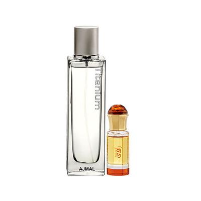 Ajmal Titanium EDP Citrus Spicy Perfume And Mukhallat Raaqi Concentrated Perfume Oil Floral Fruity 110 ml - Perfumes (Edt/Edp)