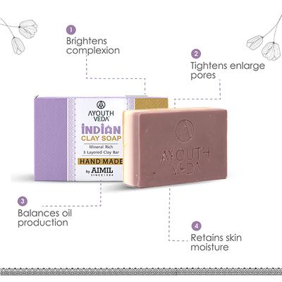 Ayouthveda Handmade Indian Clay Soap 110 gm - Hand Wash & Soaps