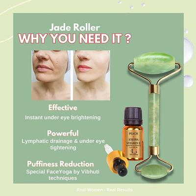 House of Beauty Jade Roller Kit -Toning, Tightening, Lymphatic Drainage, Depuffing Eyes (3Pcs) 1's - Face Oils