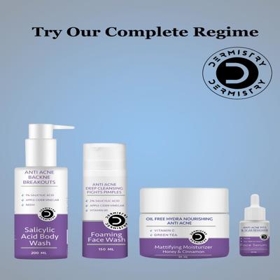 Dermistry Oil Free Hydra Nourishing Anti Acne Mattifying Moisturizer Honey And Cinnamon 50 ml + Anti Acne Pits And Scar Remover Face Serum 30 ml - Face Serum