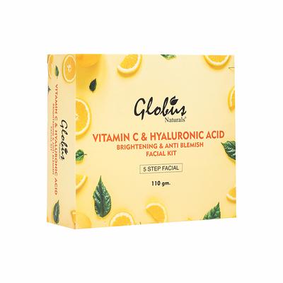 Globus Naturals Anti - Ageing Hyaluronic Acid And Vitamin C Lightening Brightening Facial Kit 110 gm - Facial Kits