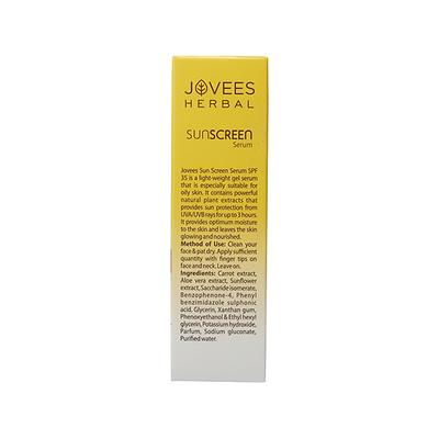 Jovees Sunscreen Face Serum SPF 35, with Aloe Vera, Carrot & Sunflower Extract Gel formula for Sun Protection 30 ml - Face Sunscreen